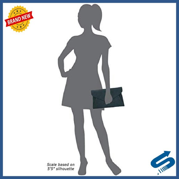 Synthetic Leather Double Pocket Envelope Clutch with Crossbody Chain